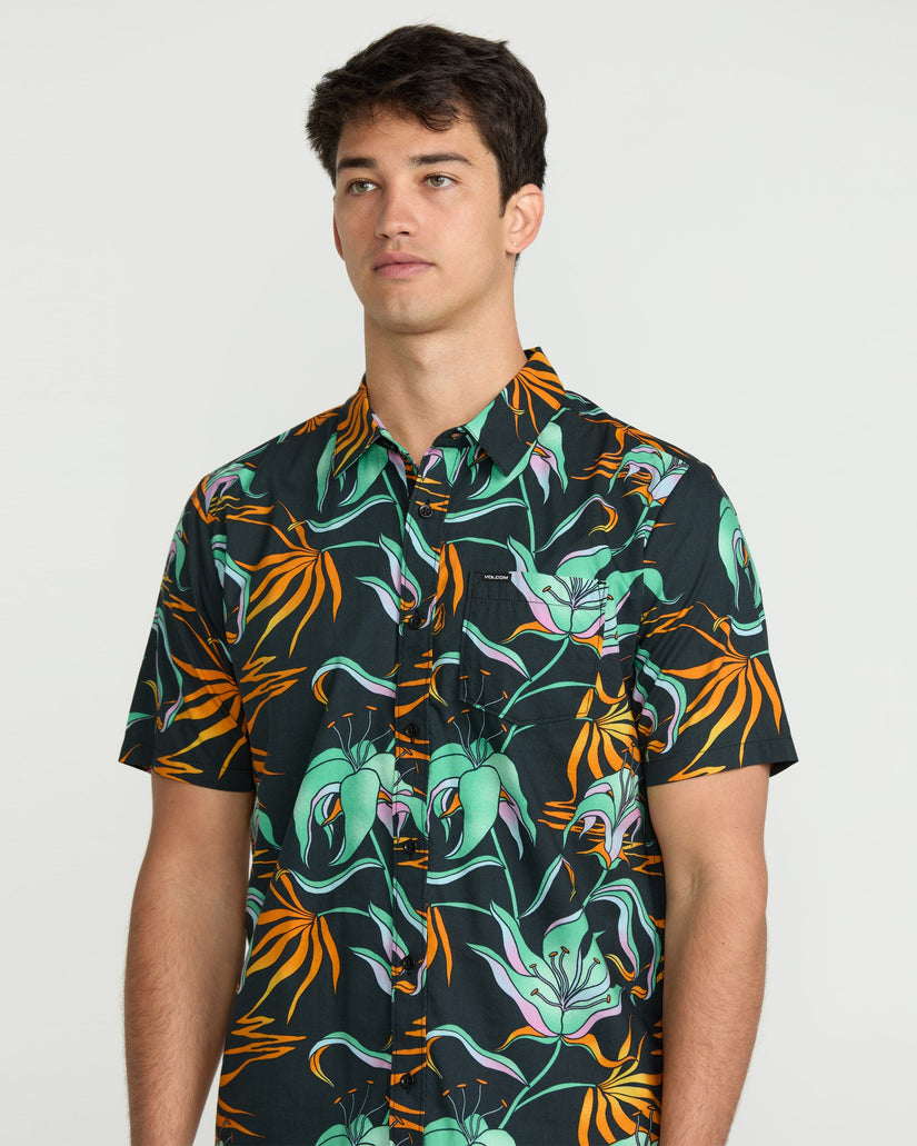 Brainmelter Floral Hemd - Black Green