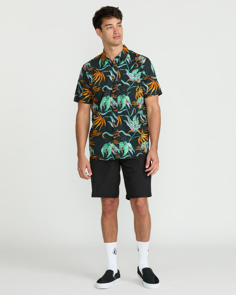 Brainmelter Floral Hemd - Black Green