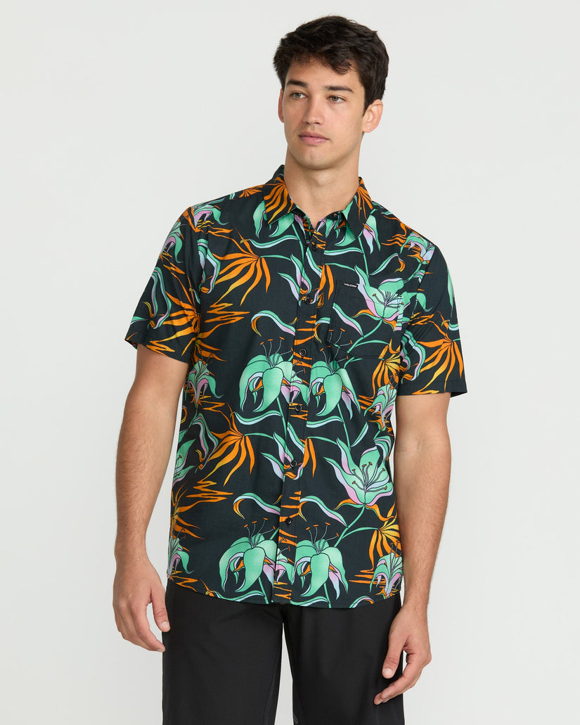 Brainmelter Floral Hemd - Black Green