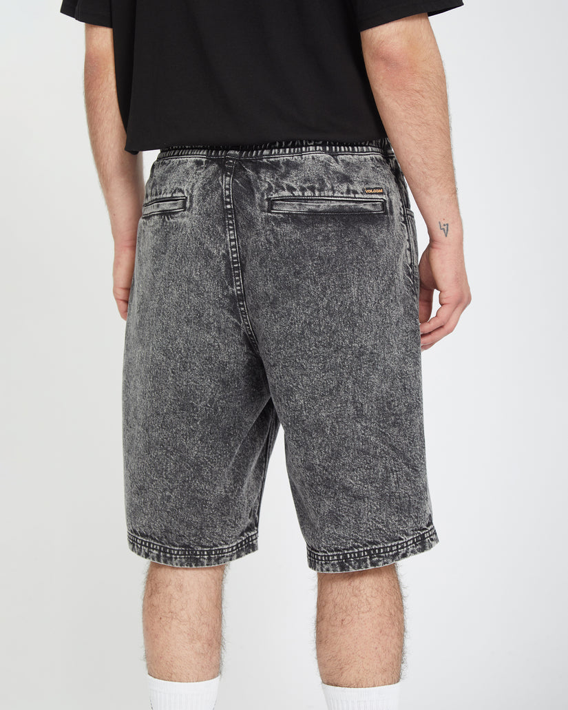 Freazy Loose Elasticated Waist 22" Shorts - LIGHT ACID BLACK
