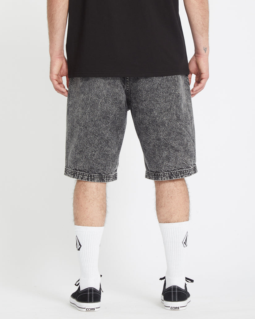 Freazy Loose Elasticated Waist 22" Shorts - LIGHT ACID BLACK