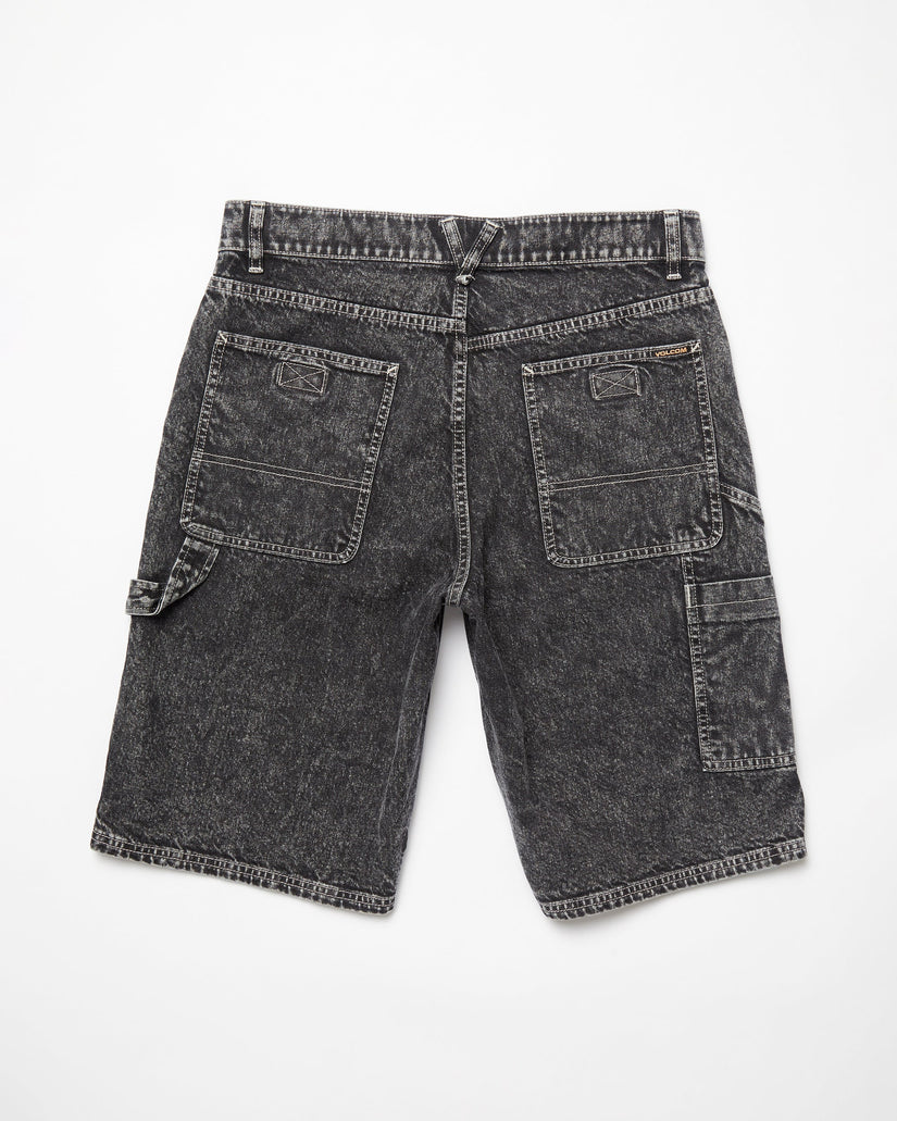 Labored Denim Utility Shorts - LIGHT ACID BLACK