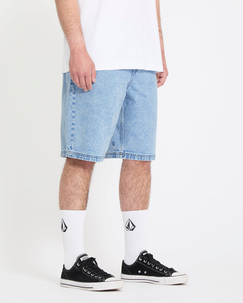 Freazy 22" Denim Elasticated Waist Shorts - Pale Aqua