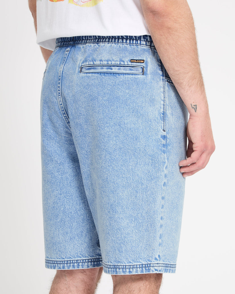 Freazy 22" Denim Elasticated Waist Shorts - Pale Aqua