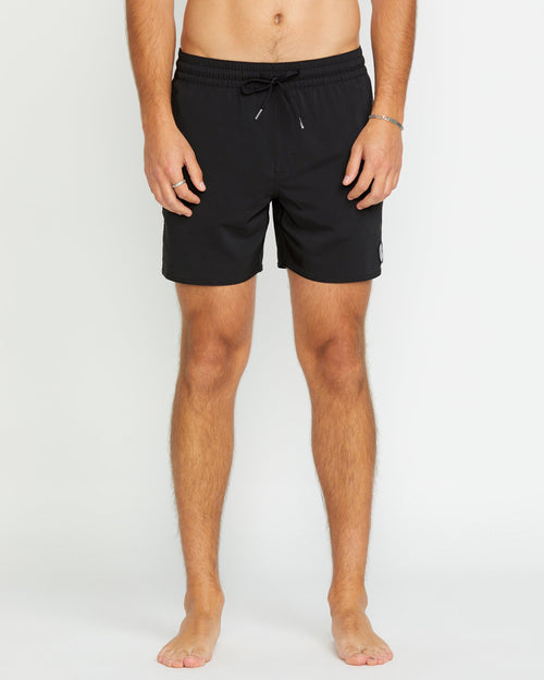 Lido Solid Trunk 16" Boardshorts - BLACK