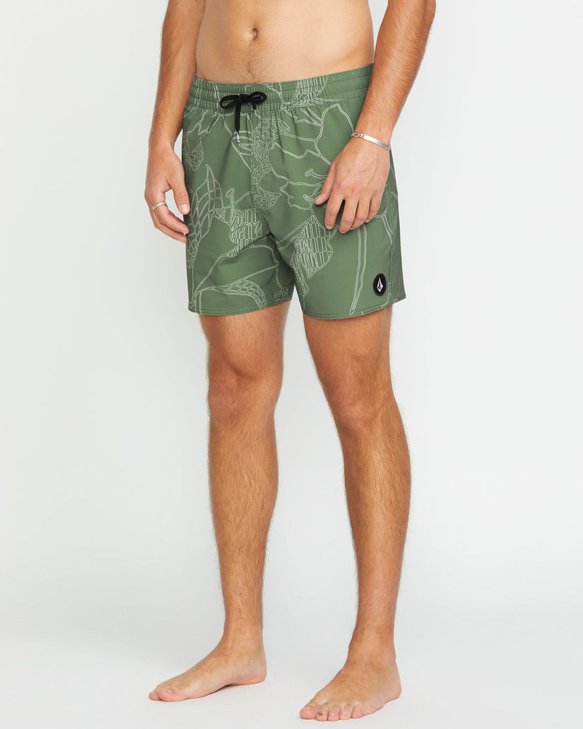 Lido Print Trunk 16" Boardshorts - LIGHT OLIVE
