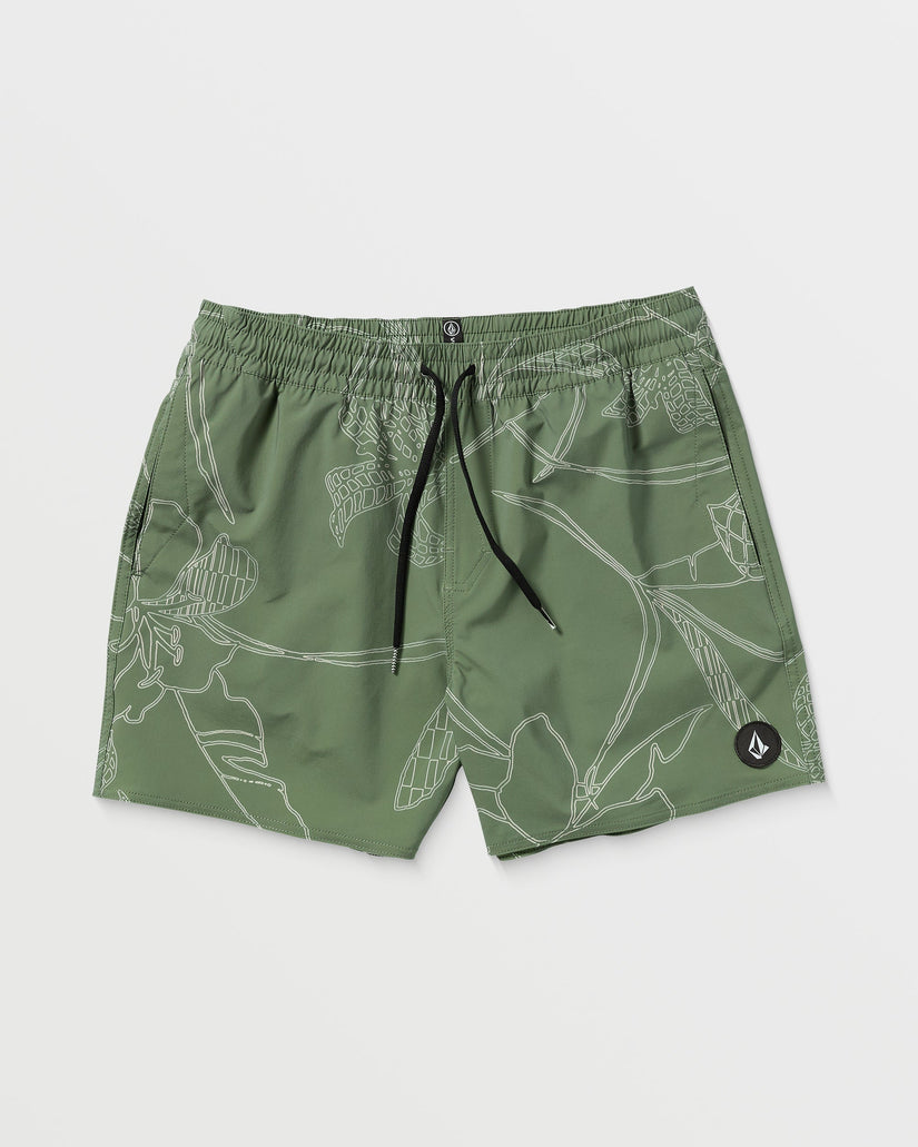 Lido Print Trunk 16" Boardshorts - LIGHT OLIVE