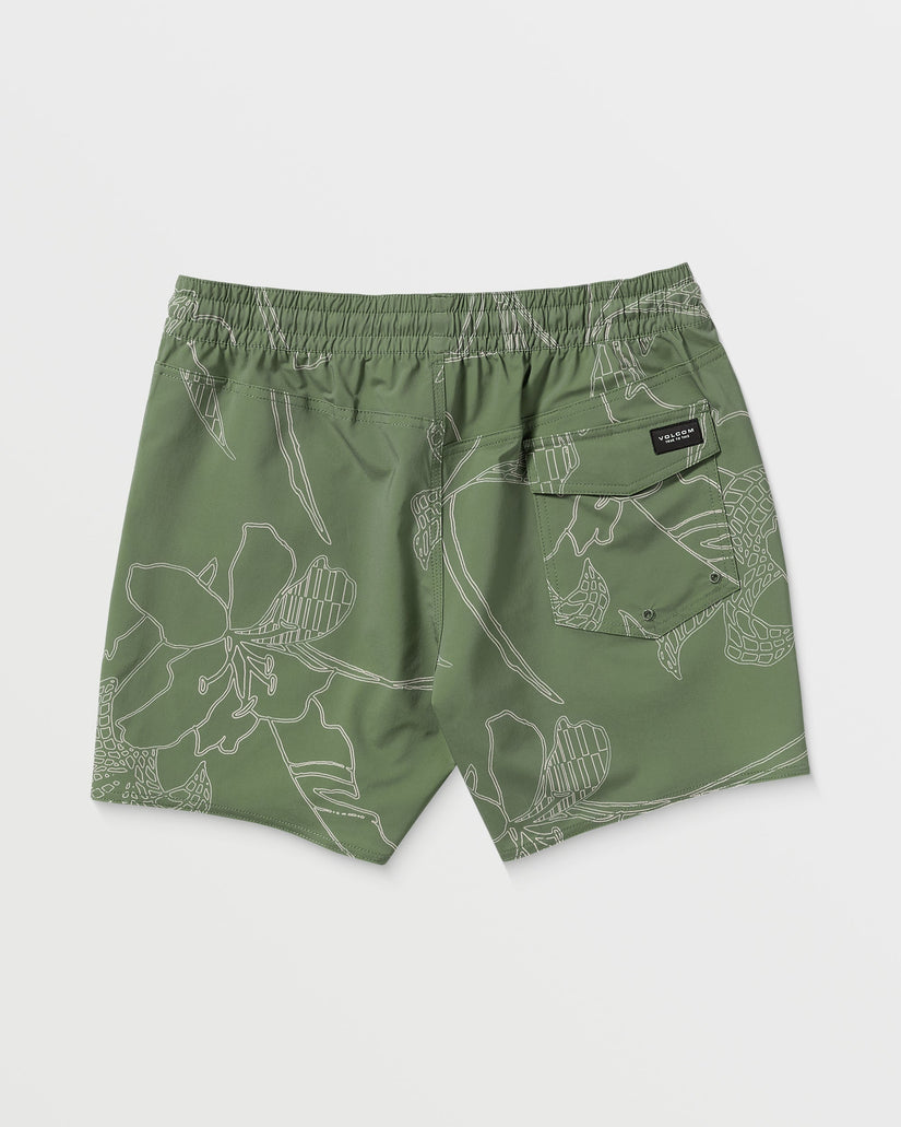 Lido Print Trunk 16" Boardshorts - LIGHT OLIVE