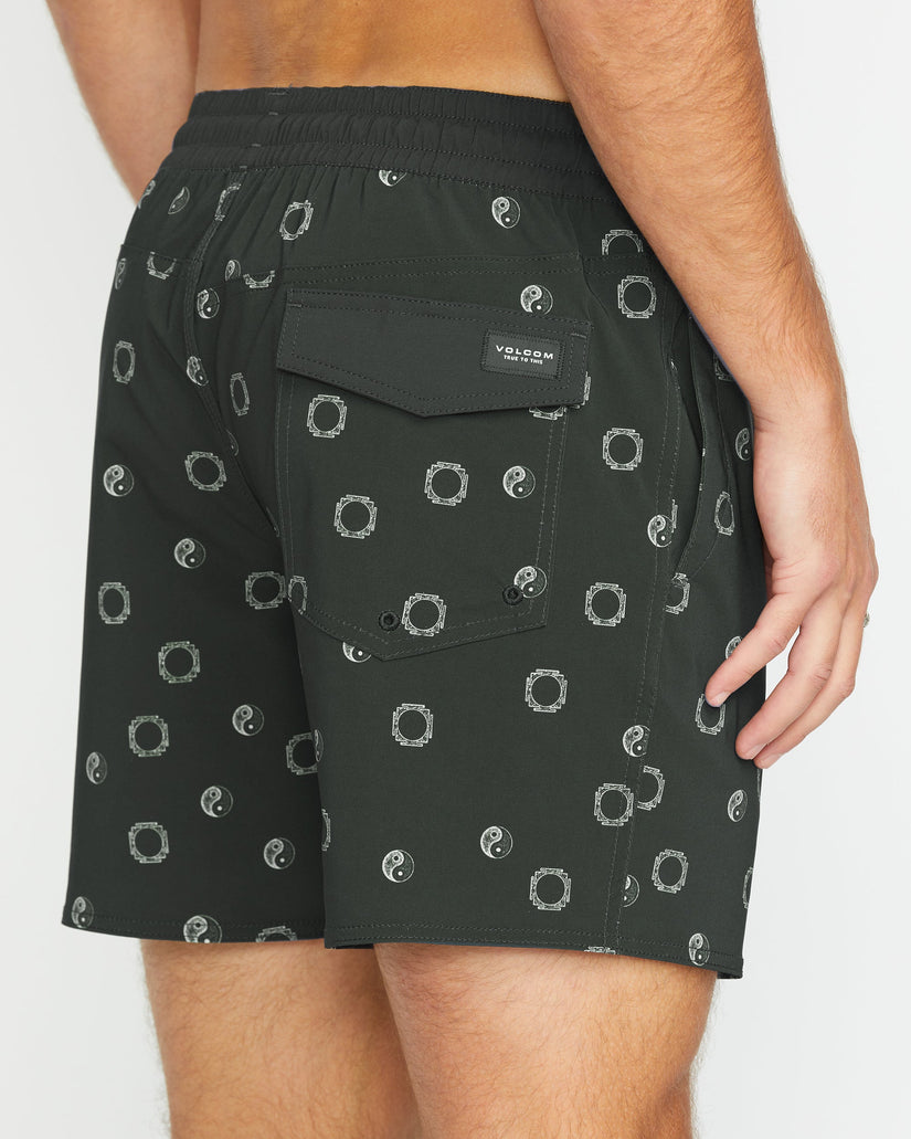 Lido Print Trunk 16" Boardshorts - STEALTH