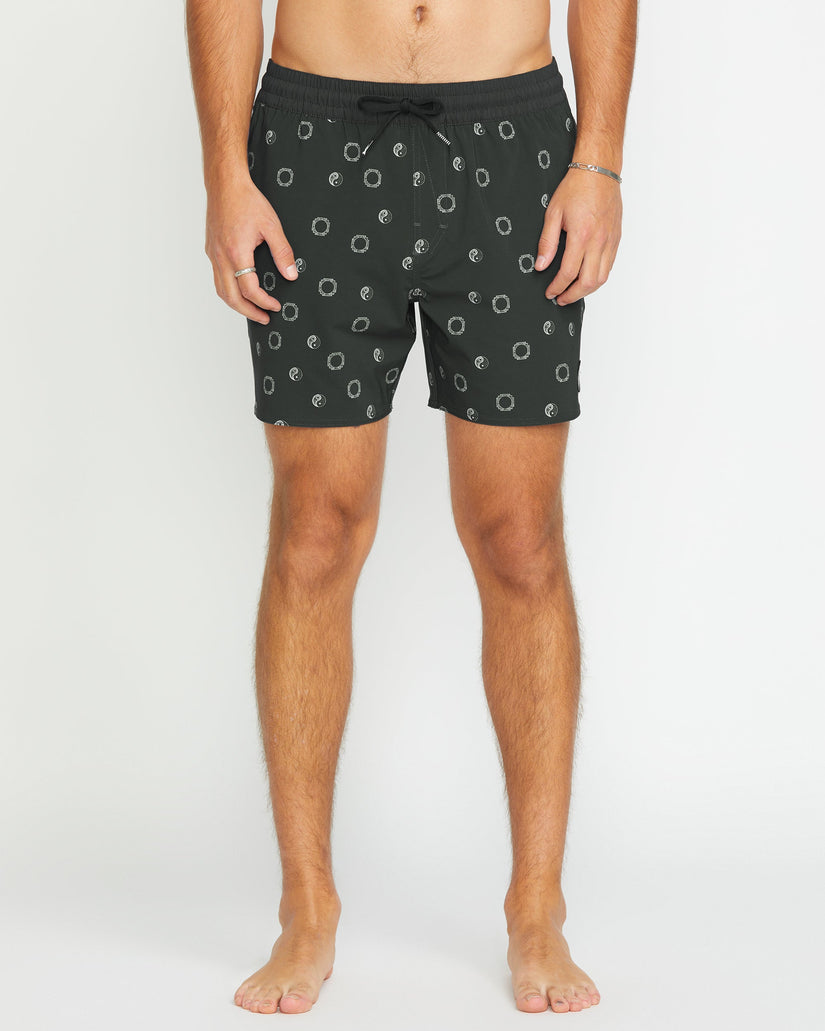 Lido Print Trunk 16" Boardshorts - STEALTH