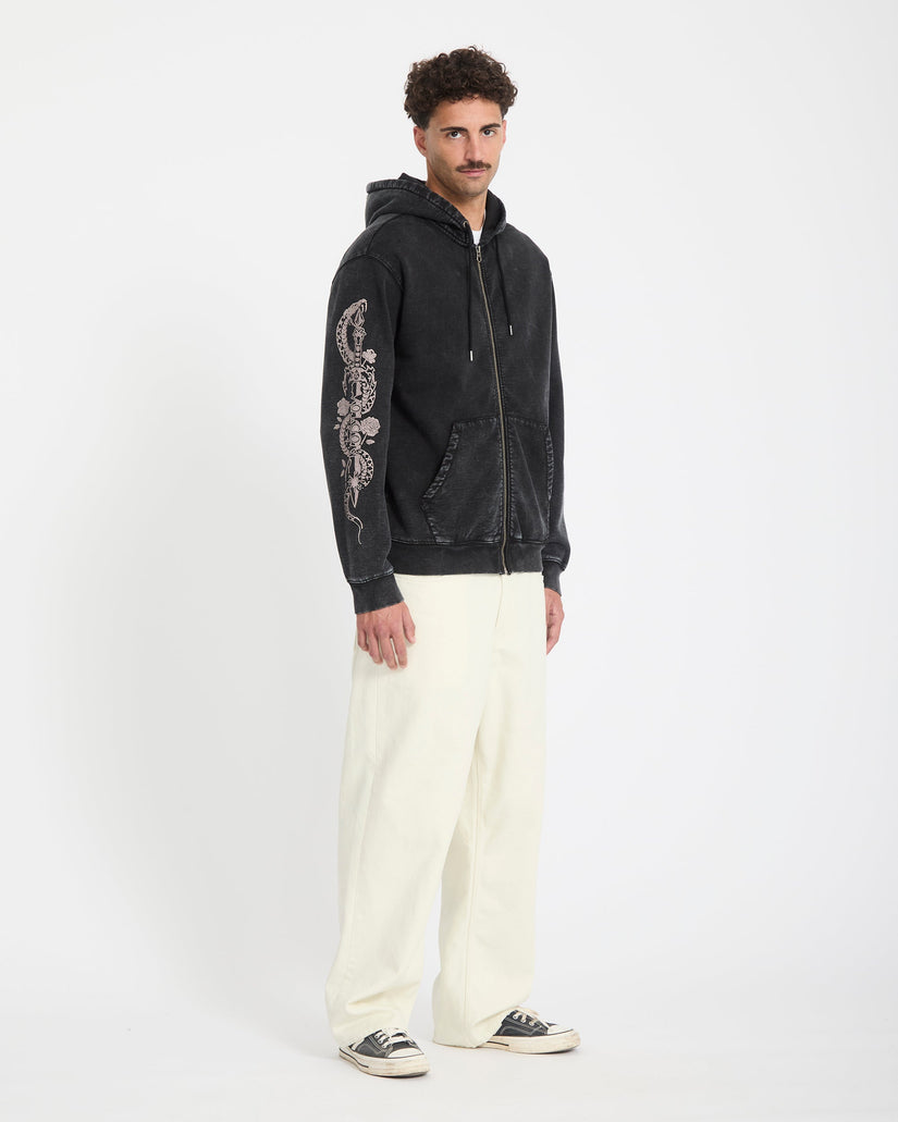 Die By The Stone Zip Hoodie - Light Acid Black