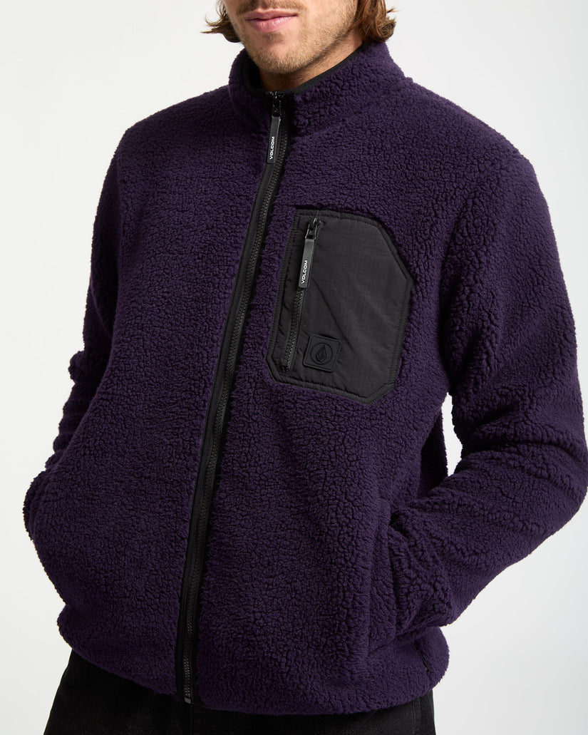 Muzzer Fuzzar Zip-Sherpa-Sweatshirt - Dark Purple