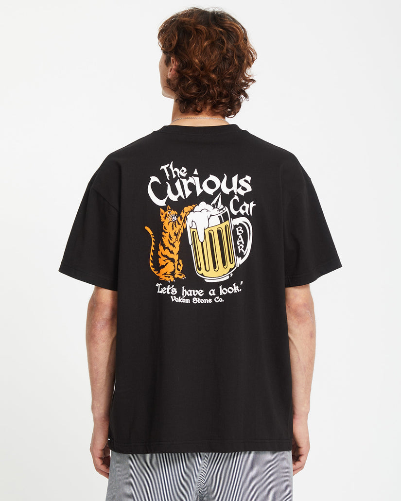 Curious Cat T-shirt - BLACK
