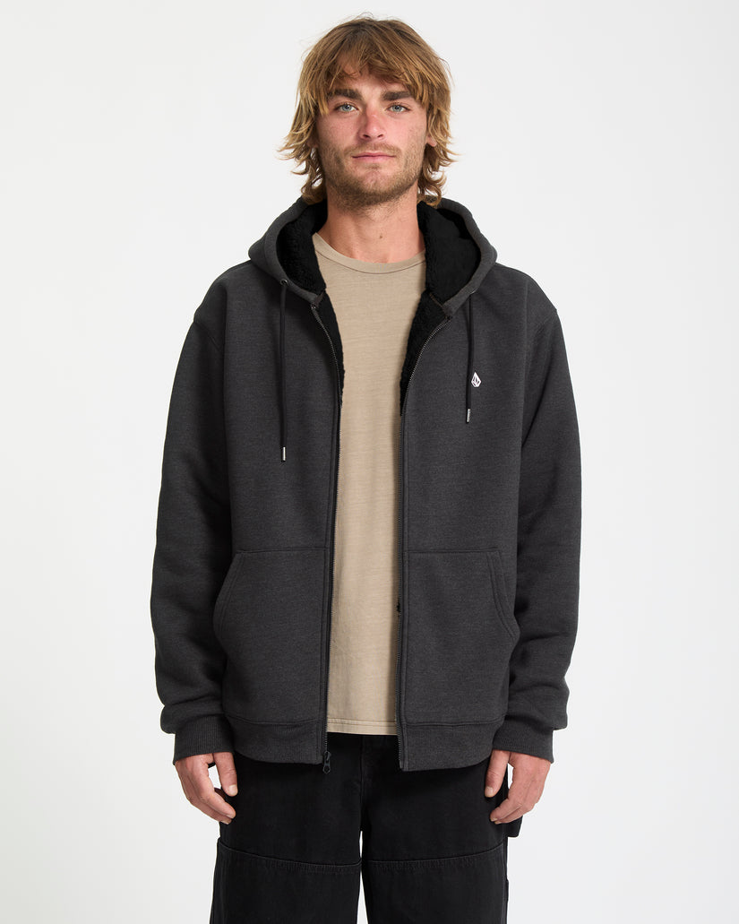 Single Stone Zip Sherpa Hoodie - Heather Black