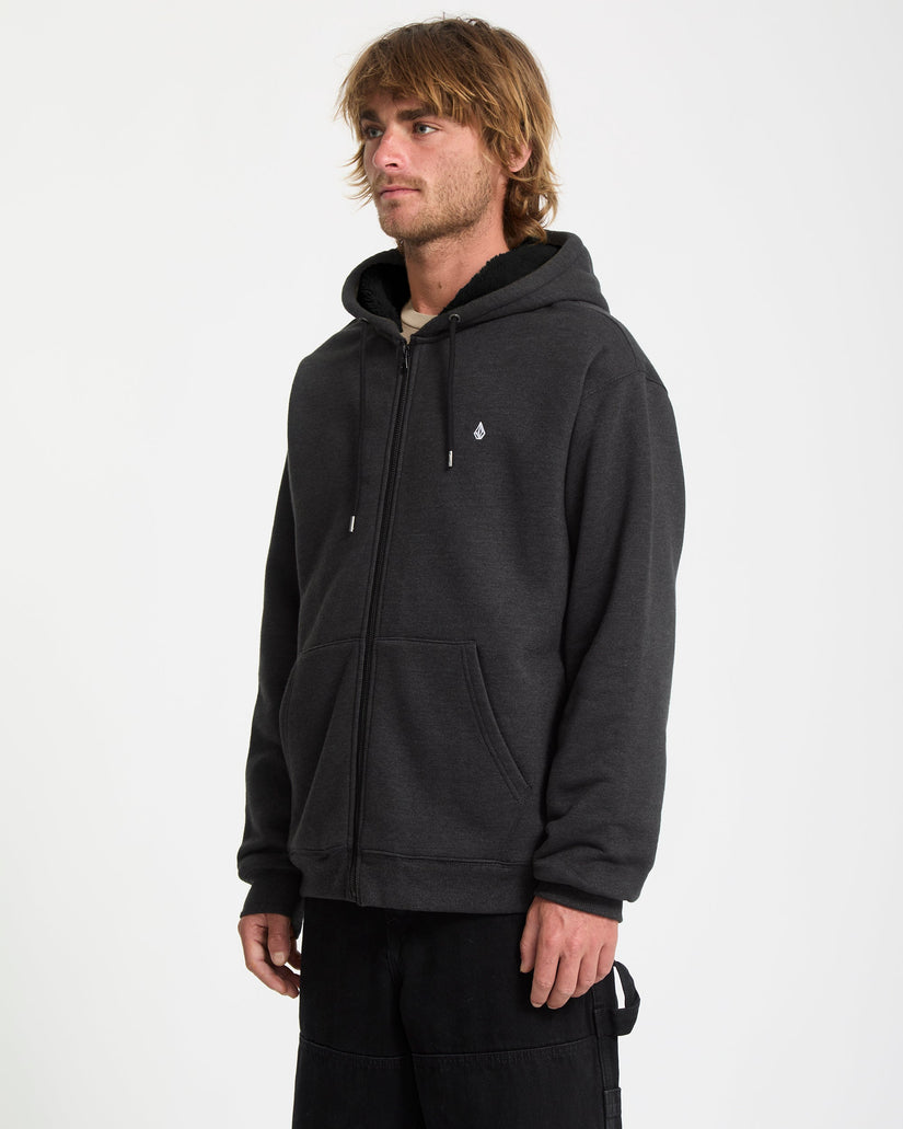 Single Stone Zip Sherpa Hoodie - Heather Black