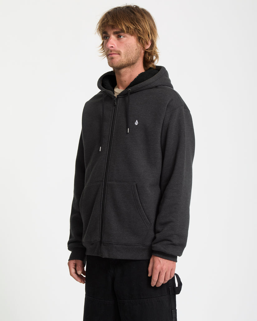 Single Stone Zip Sherpa Hoodie - Heather Black