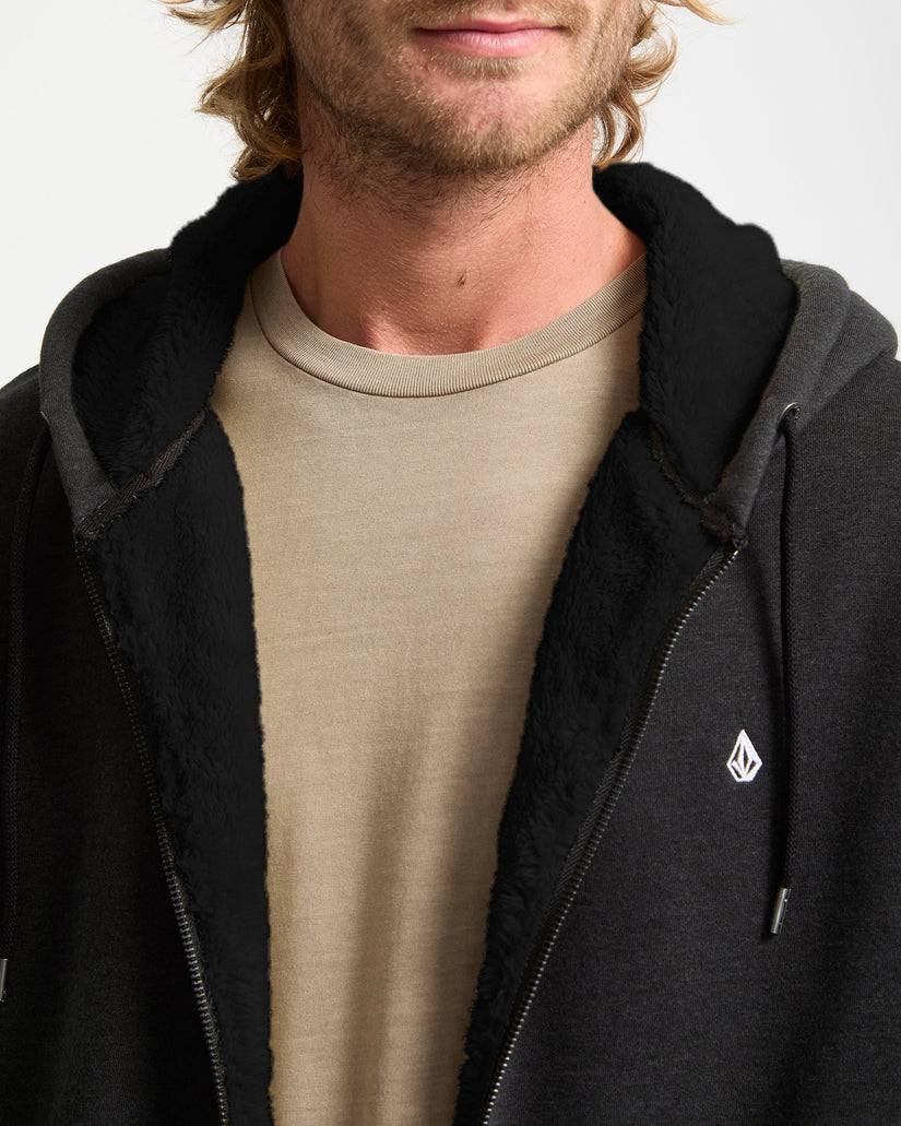 Single Stone Zip Sherpa Hoodie - Heather Black