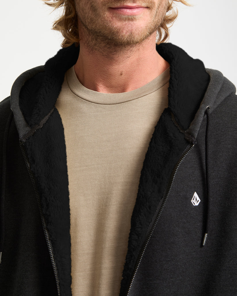 Single Stone Zip Sherpa Hoodie - Heather Black