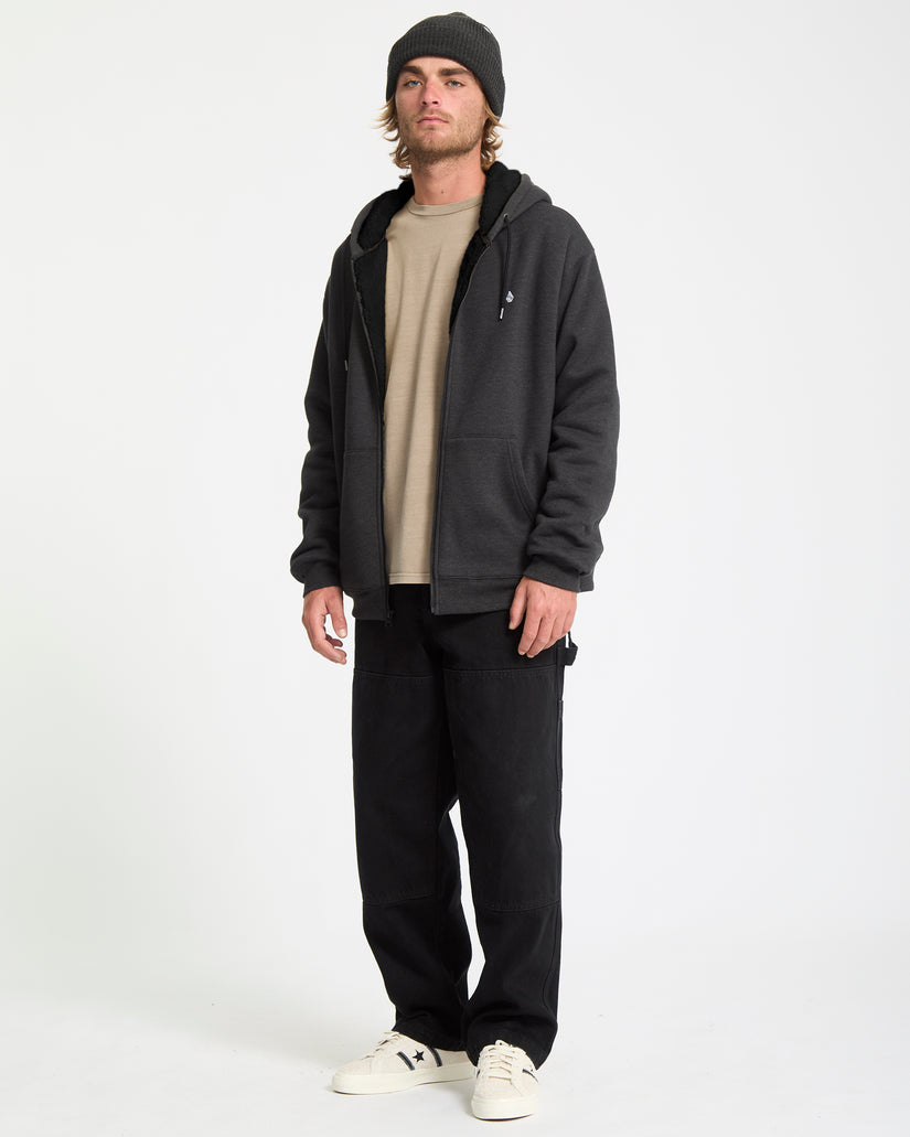 Single Stone Zip Sherpa Hoodie - Heather Black