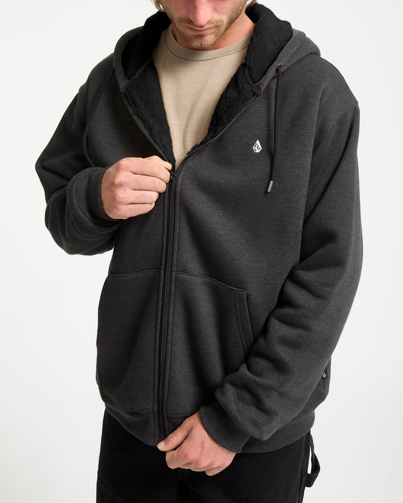 Single Stone Zip Sherpa Hoodie - Heather Black