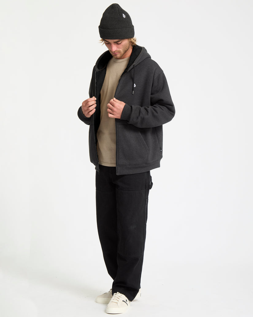 Single Stone Zip Sherpa Hoodie - Heather Black