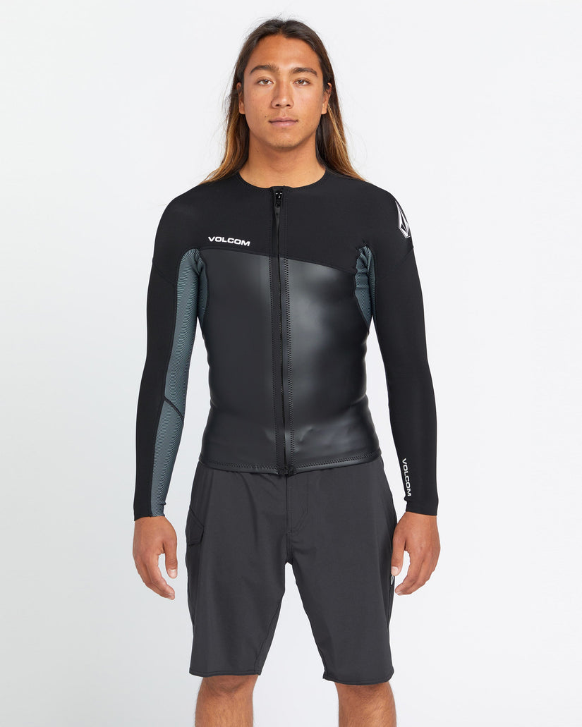 1.5Mm Front Zip Neoprene Jacke - BLACK