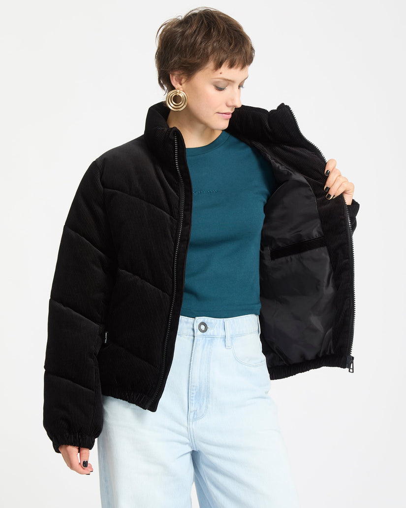 Cord'N Stone Puffer Jacke - Black