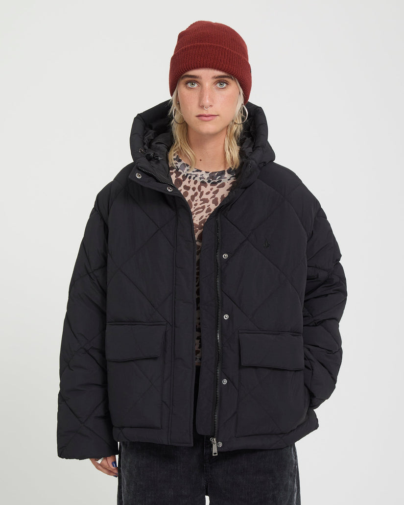 Out Of Boxy Puffer Jacke - Black