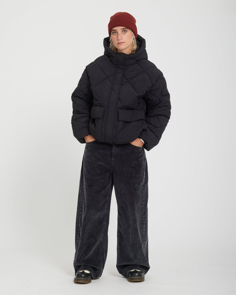 Out Of Boxy Puffer Jacke - Black