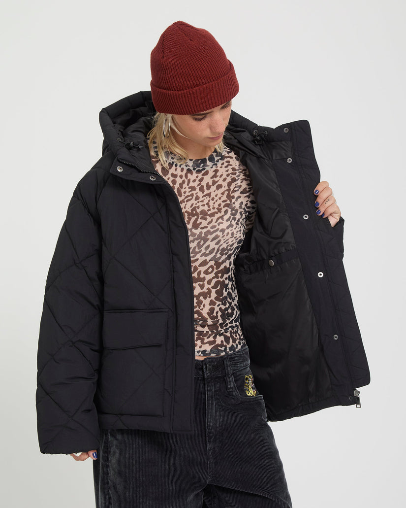 Out Of Boxy Puffer Jacke - Black
