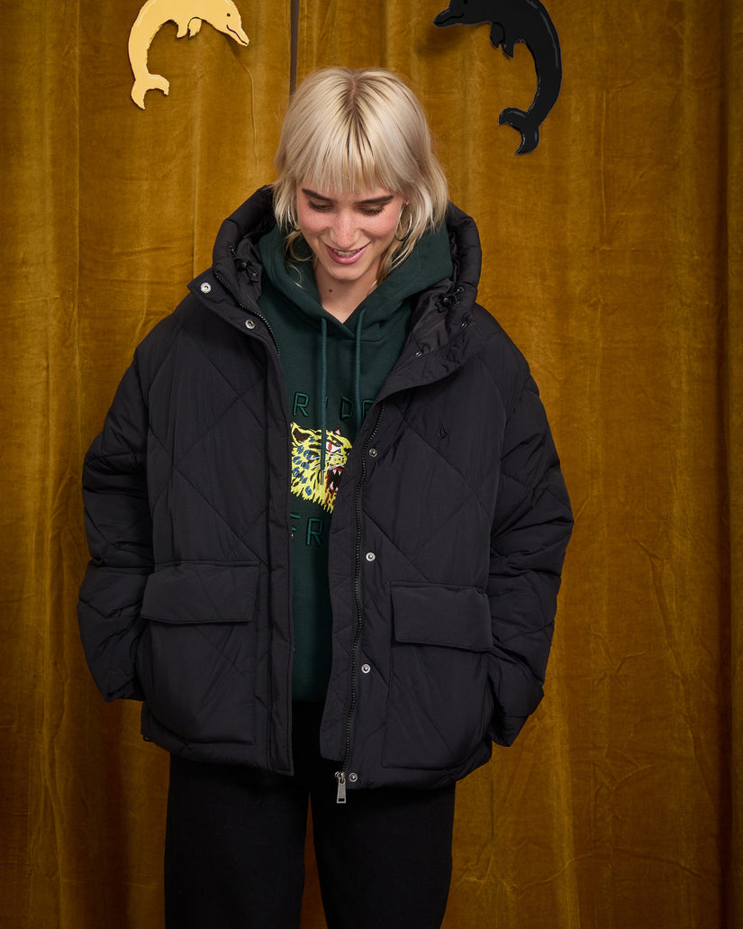 Out Of Boxy Puffer Jacke - Black