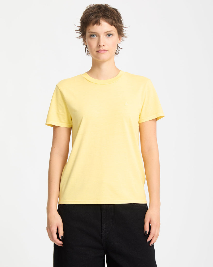 Solid Stone Besticktes T-Shirt - Dawn Yellow
