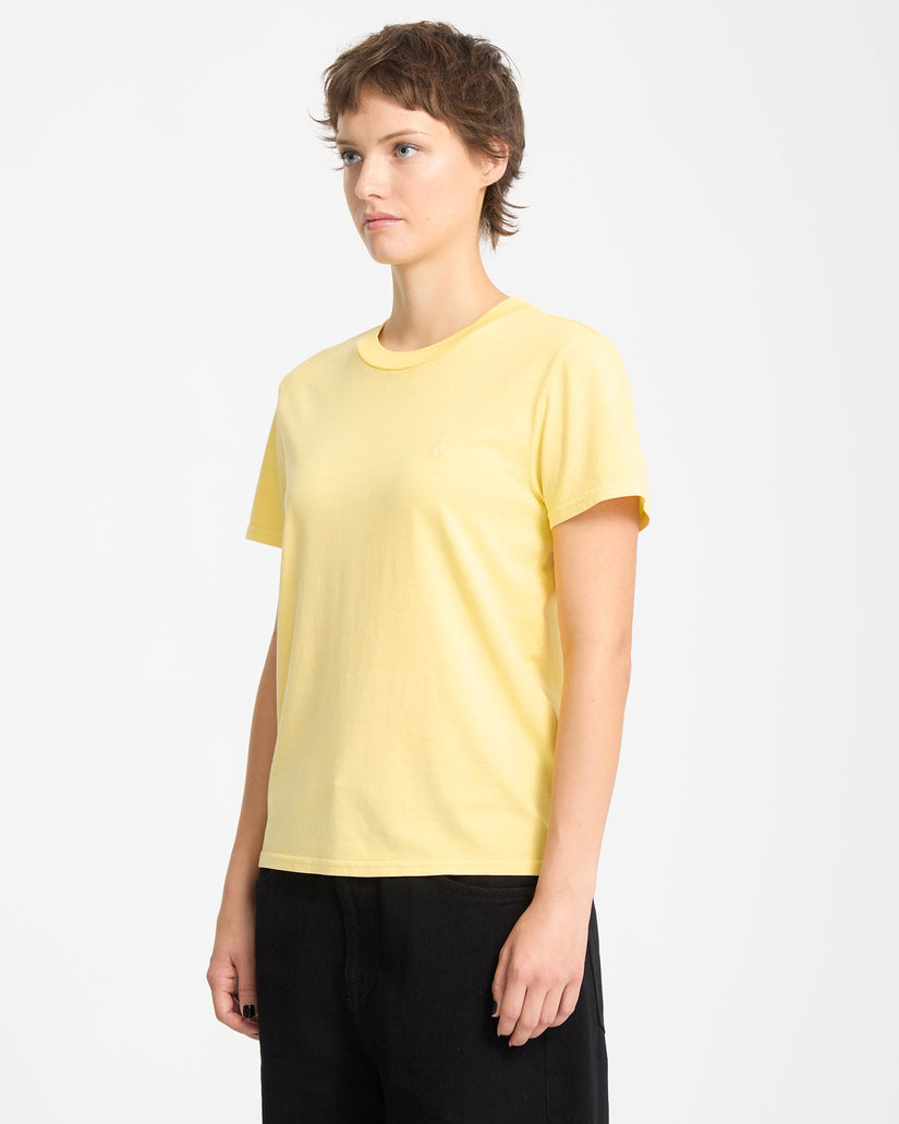 Solid Stone Besticktes T-Shirt - Dawn Yellow