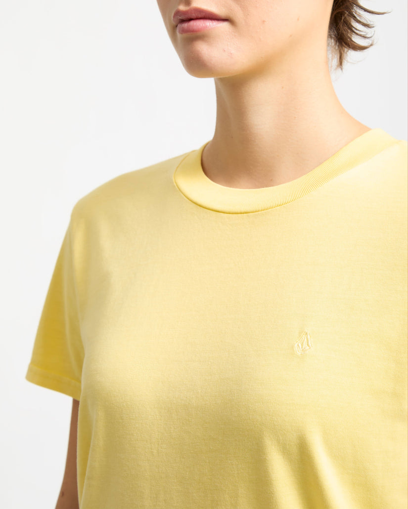 Solid Stone Besticktes T-Shirt - Dawn Yellow