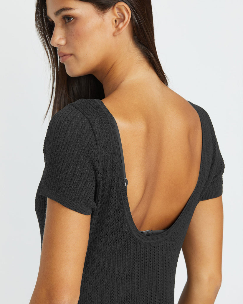 Meshy Beach Cover Up Kleid - BLACK