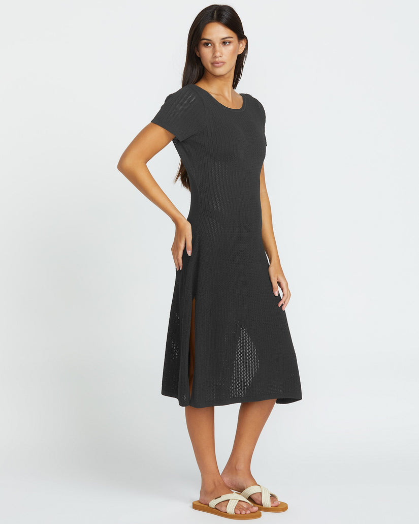 Meshy Beach Cover Up Kleid - BLACK