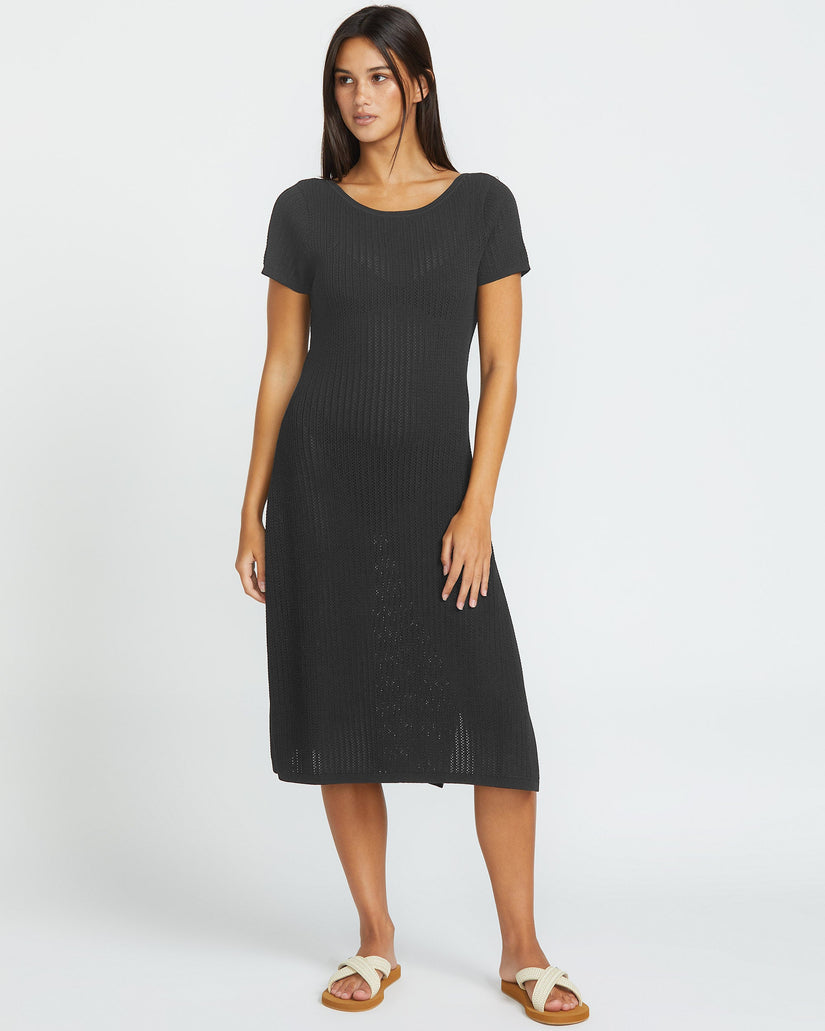 Meshy Beach Cover Up Kleid - BLACK