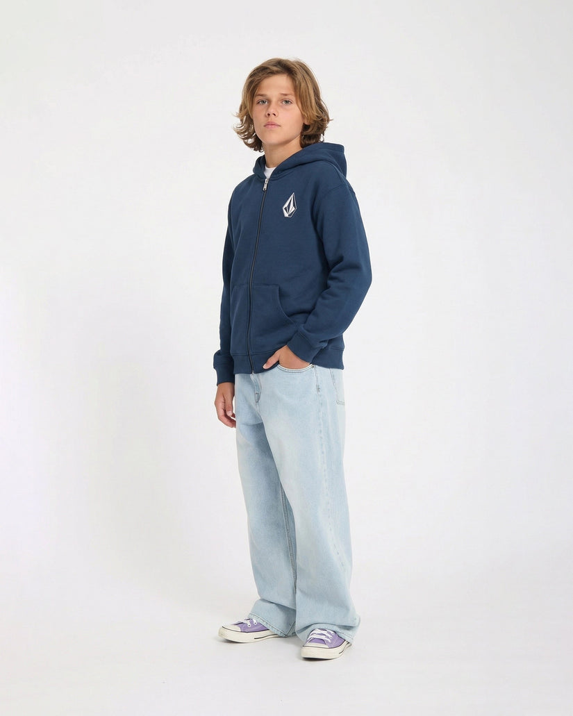 Iconic Stone Gid Zip Hoodie - Dust Bowl Indigo - (KINDER)