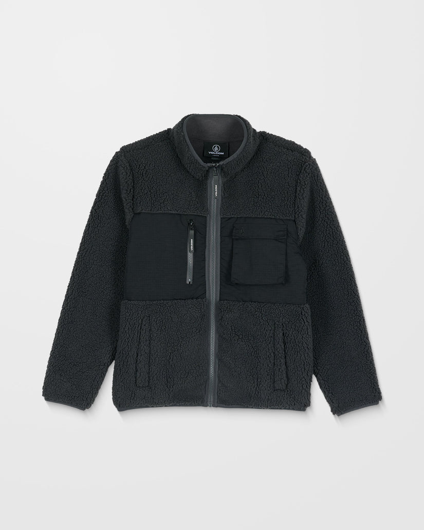 Storm Stone Zip Up Sherpa Sweatshirt - Asphalt Black - (KINDER)