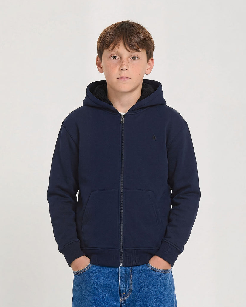 Single Stone Lined Zip Hoodie - Marine - (KINDER)