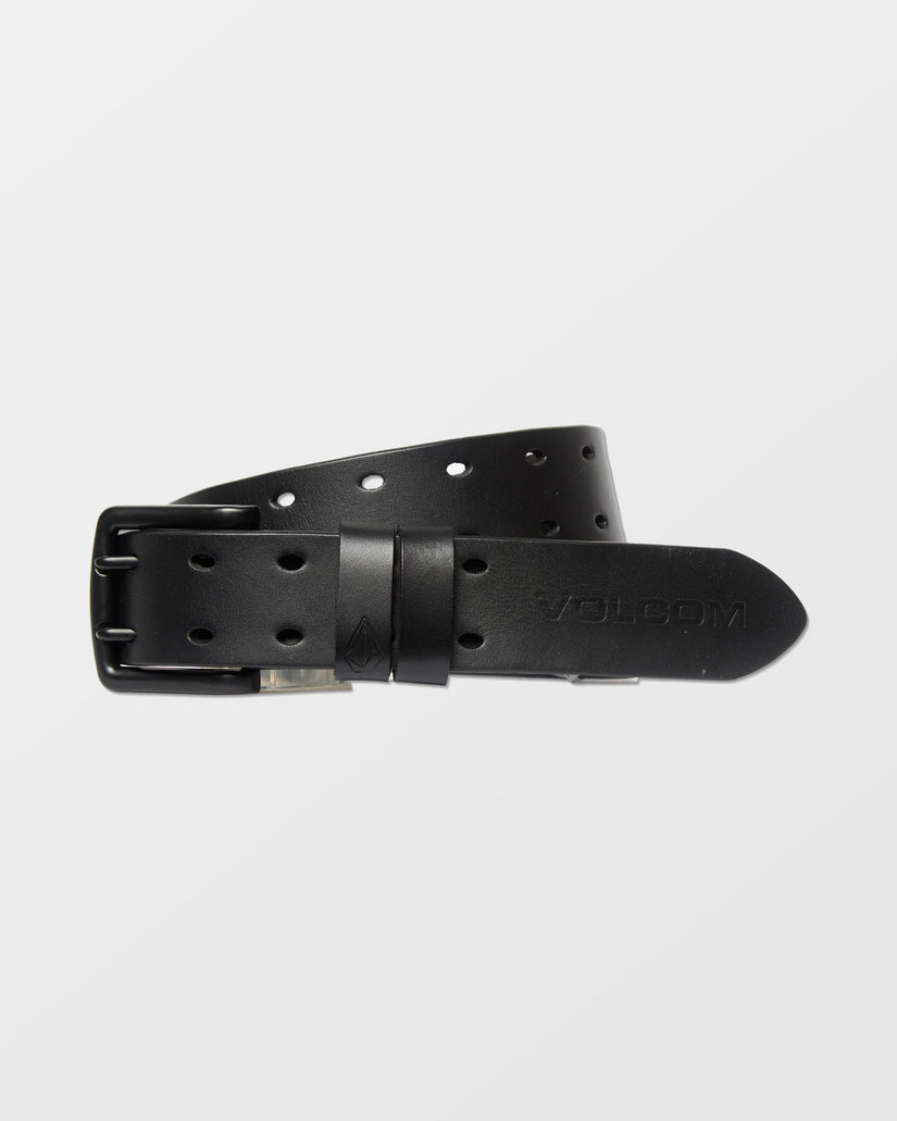 Two Spike Leather Gürtel - Black