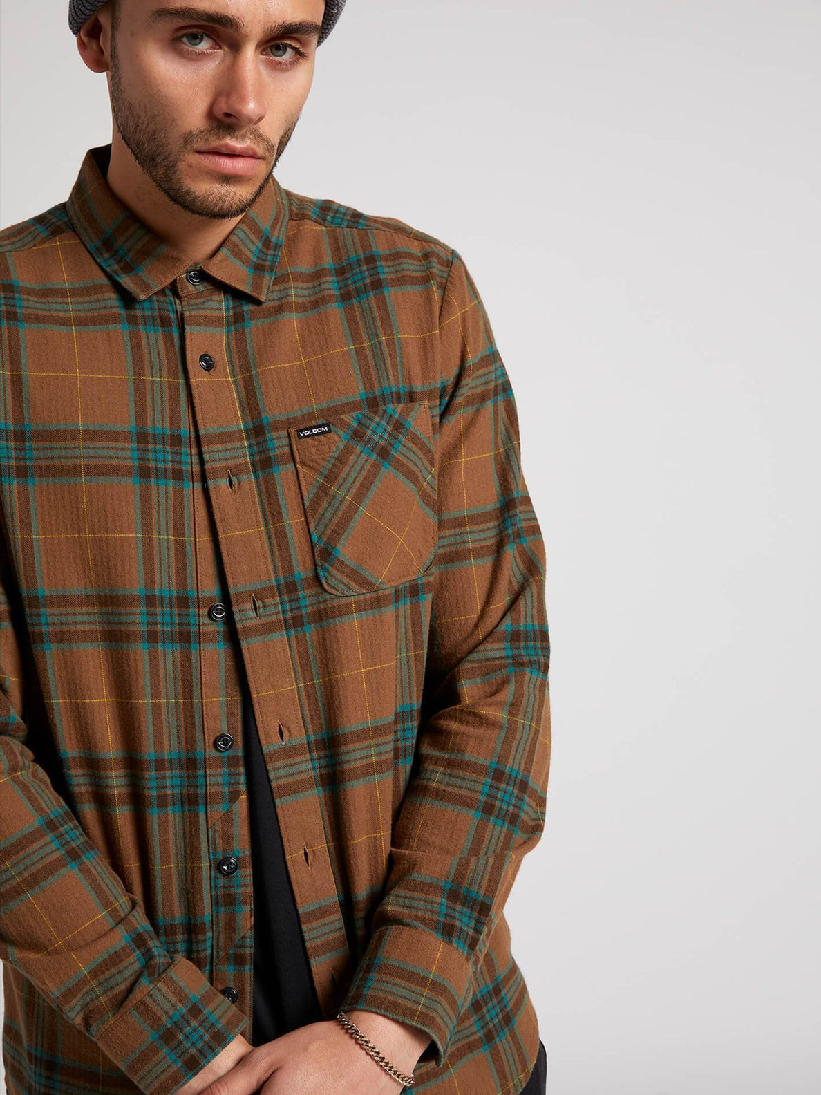 Caden Plaid Shirt - Mud (A0531906_MUD) [2]