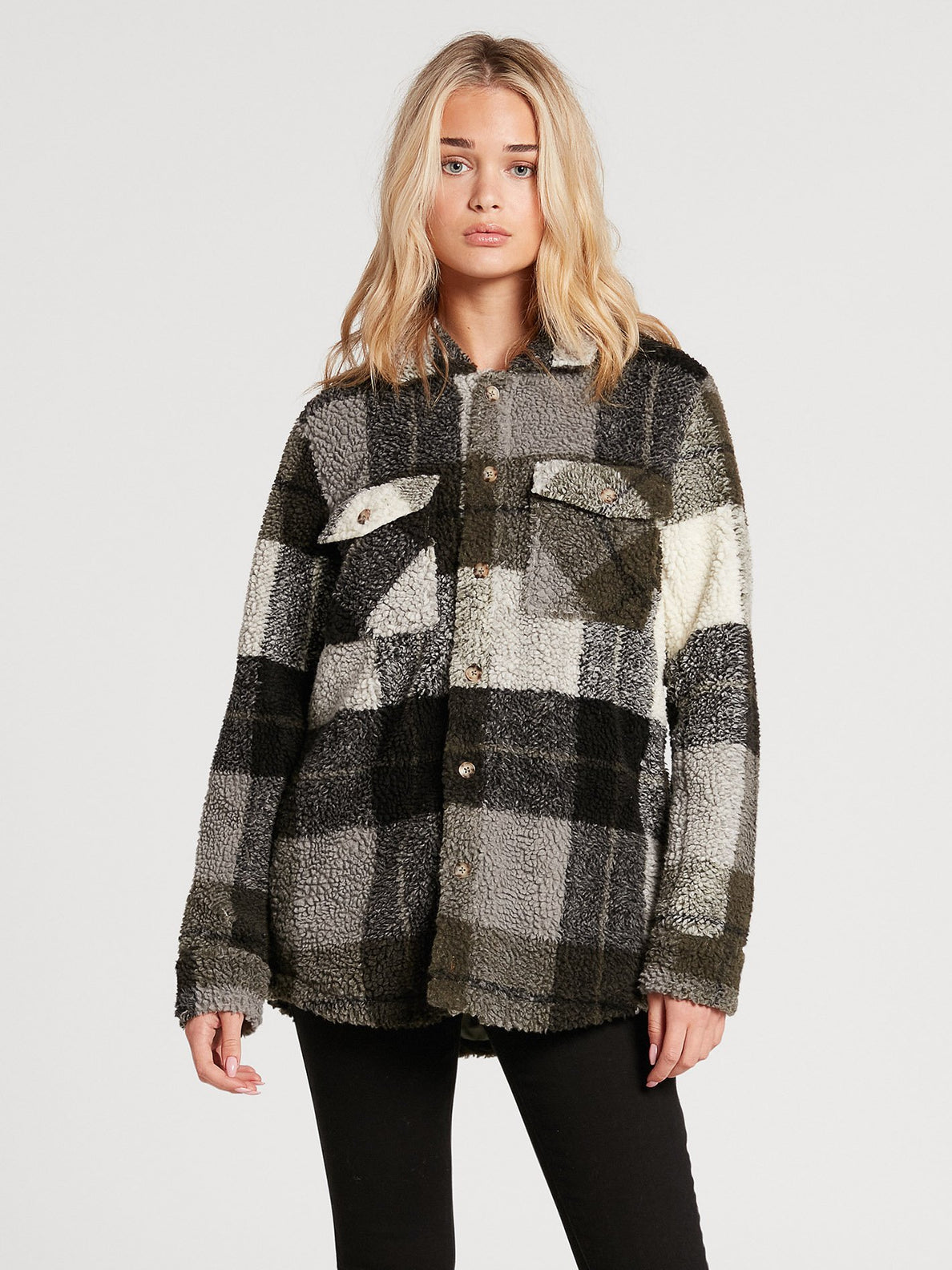 Silent Sherpa Over-shirt - ARMY GREEN COMBO (B1512105_ARC) [F]