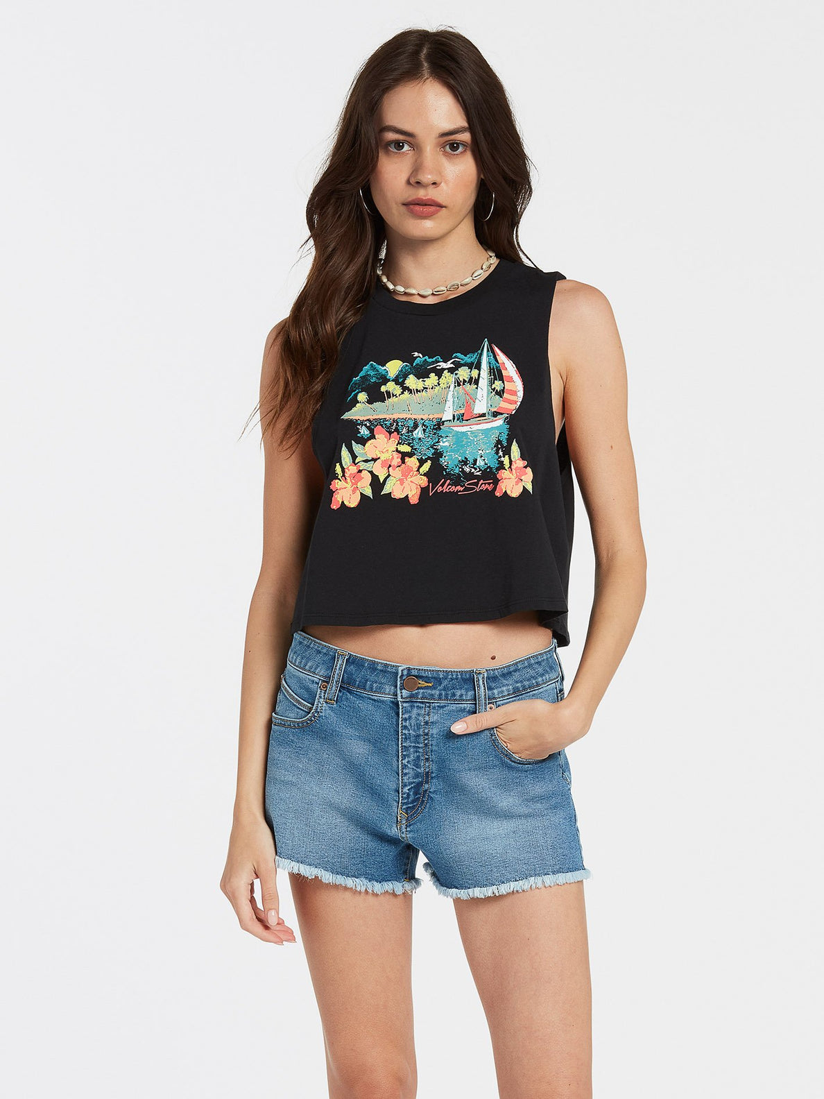 STONE HOUR CROP TANK (B4512200_BLK) [F]