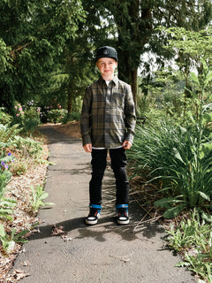 Caden Plaid Shirt - MILITARY - (KINDER)