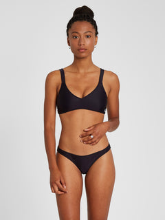 Simply Solid Vneck Bikini Top - Black (O1012100_BLK) [F]