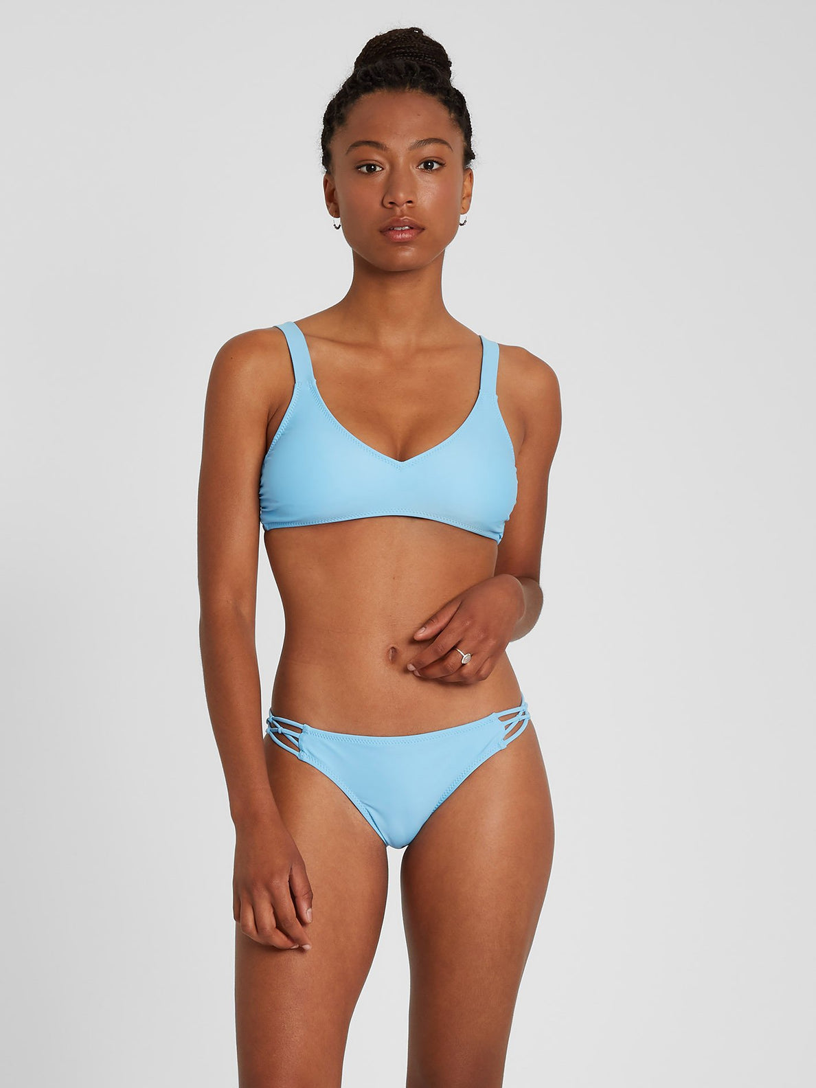 Simply Solid Vneck Bikini Top - Coastal Blue (O1012100_CBL) [F]